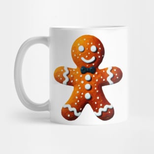 Fancy Gingerbread Man - Gingerbread Cookie with a Bow Tie - Oil Painting Graphic Art - No Outline Mug